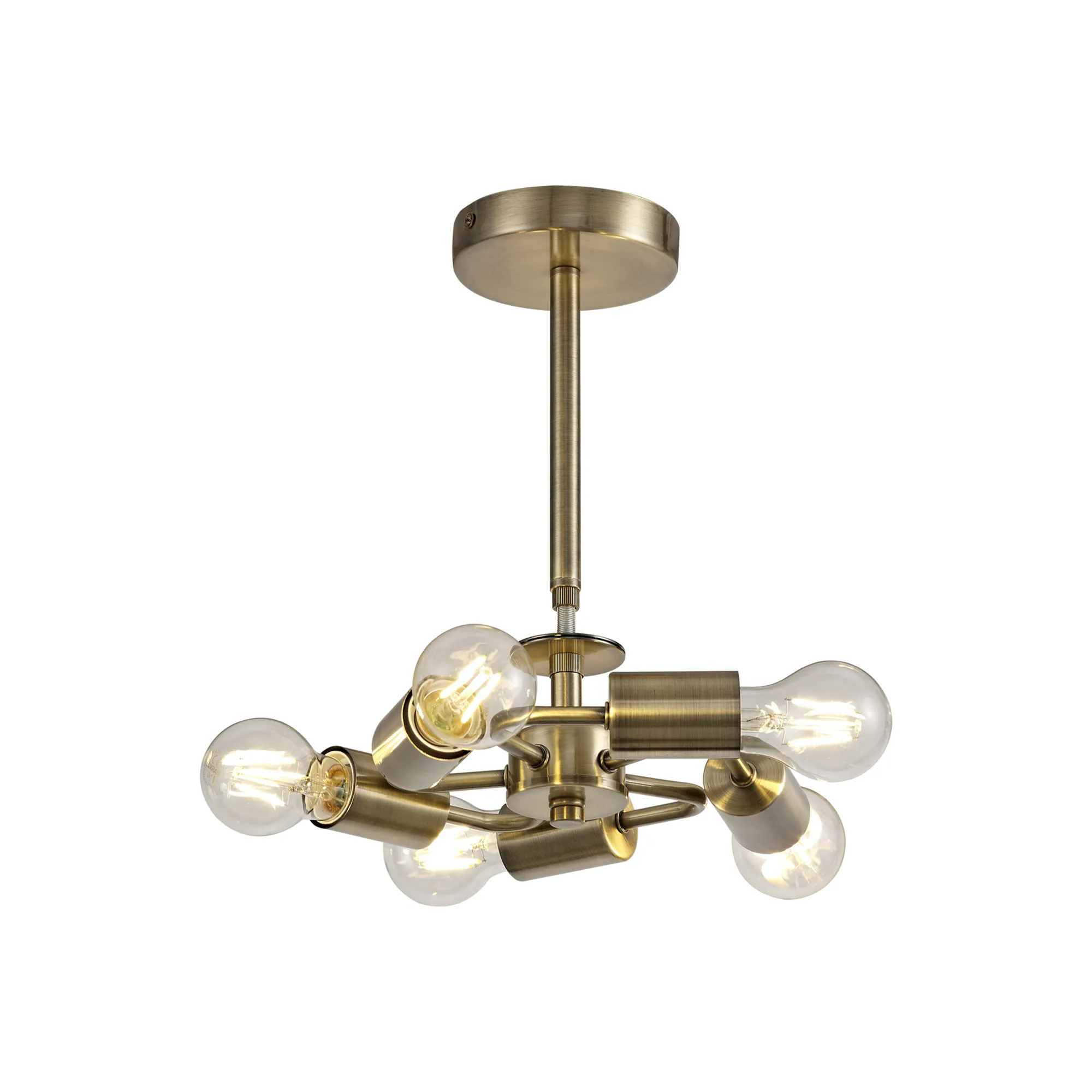 D0507  Baymont Semi Flush 5 Light Antique Brass